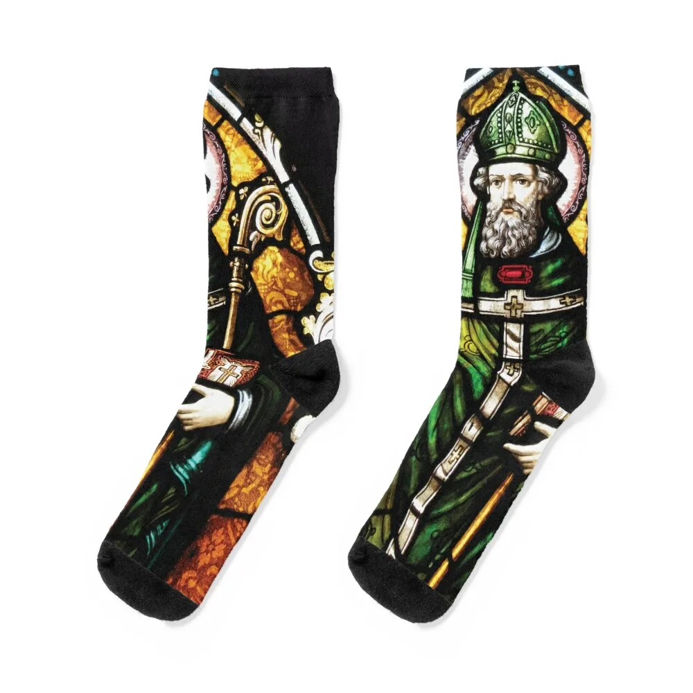 

Saint Patrick Christian church glass celtic pattern decoration Ireland Vintage Medieval Irish HD High Quality Online Store Socks