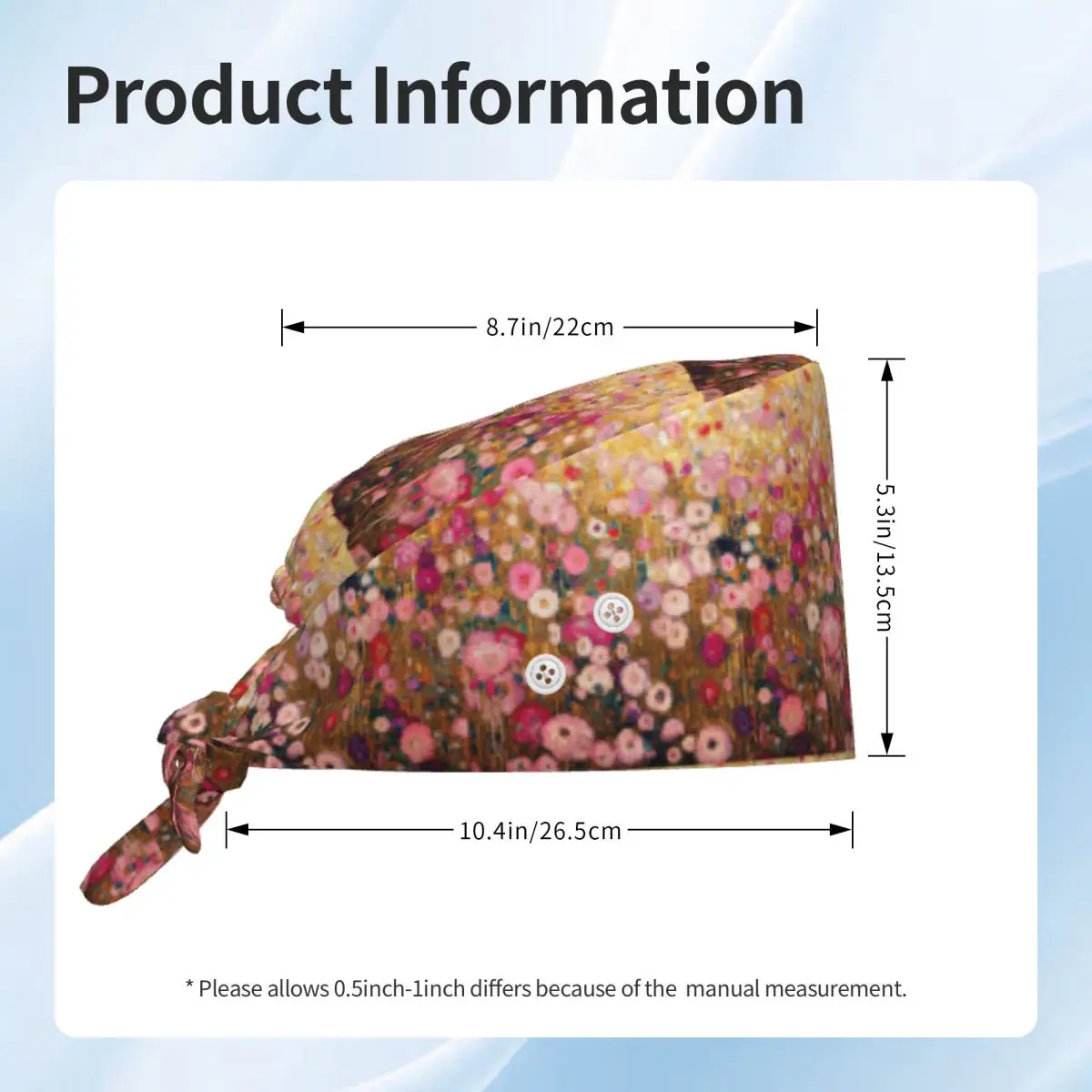 Gustav Klimt Pink Flower Garden Scrub Hat Doctor Working Surgical Cap Unisex Adjustable Nursing Caps for Dentist