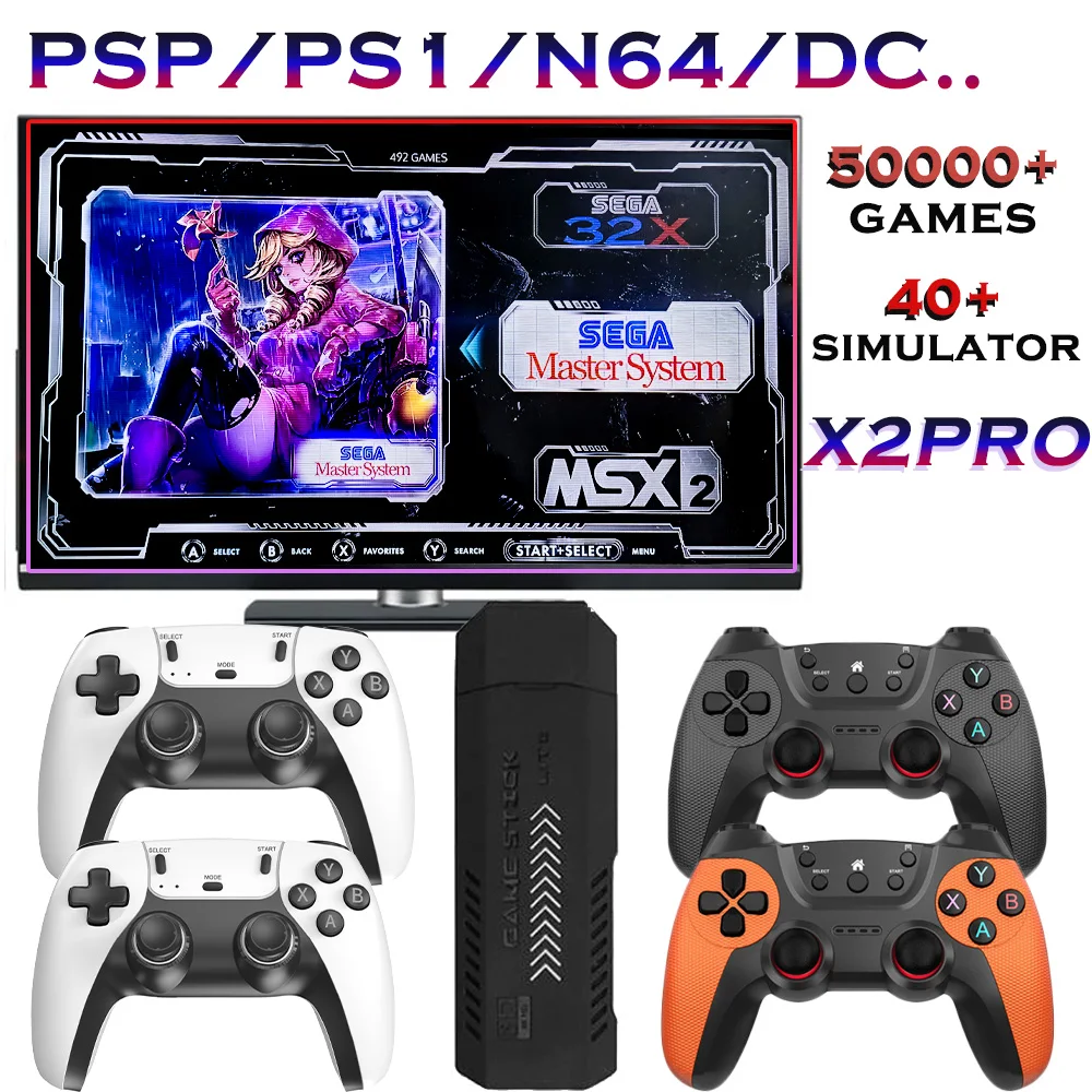 La consola de videojuegos X2 Pro viene con 50,000 juegos retro y más de 40 emuladores, y es compatible con PS1/N64/PSP.