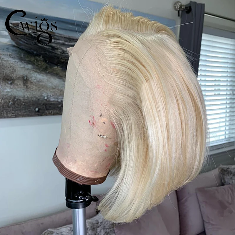 Perruque Lace Front Wig synthétique sans colle-Drag Queen 03/Cosplay, perruque Bob courte, lisse, bleu blond rouge, 13tage, pour femmes noires