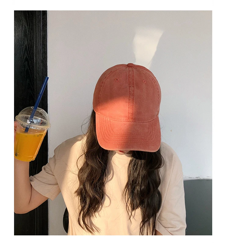 Frauen Männer Baumwolle Solide Baseball Kappe Mode Snapback Hut Weibliche Outdoor Einfache Gewaschen Vintage Visier Beiläufige Kappe Hut Für Frauen Männer – Detail 3