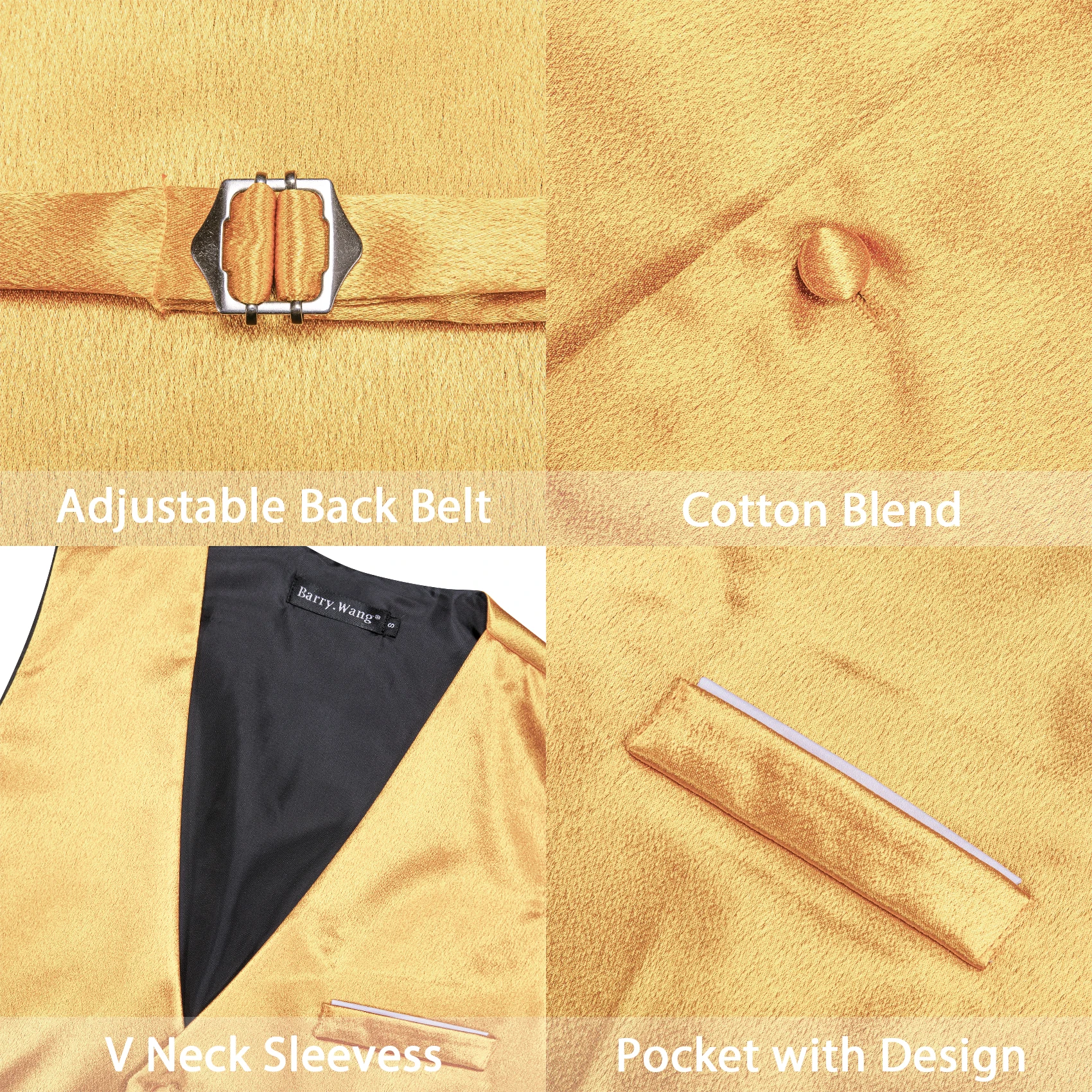 Barry.Wang Fromal Solid Silk Men Vest Jacquard Plain 3 Buttons Casual Waistcoat Sleeveless Jacket Male Wedding Business Party