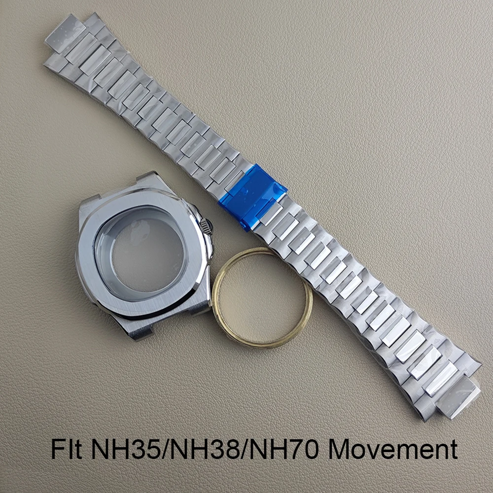 

Watch Accessories NH35 Case 41mm silver watch case sapphire glass With Stainless steel bracelet Fit NH35 NH36 NH70 Movement