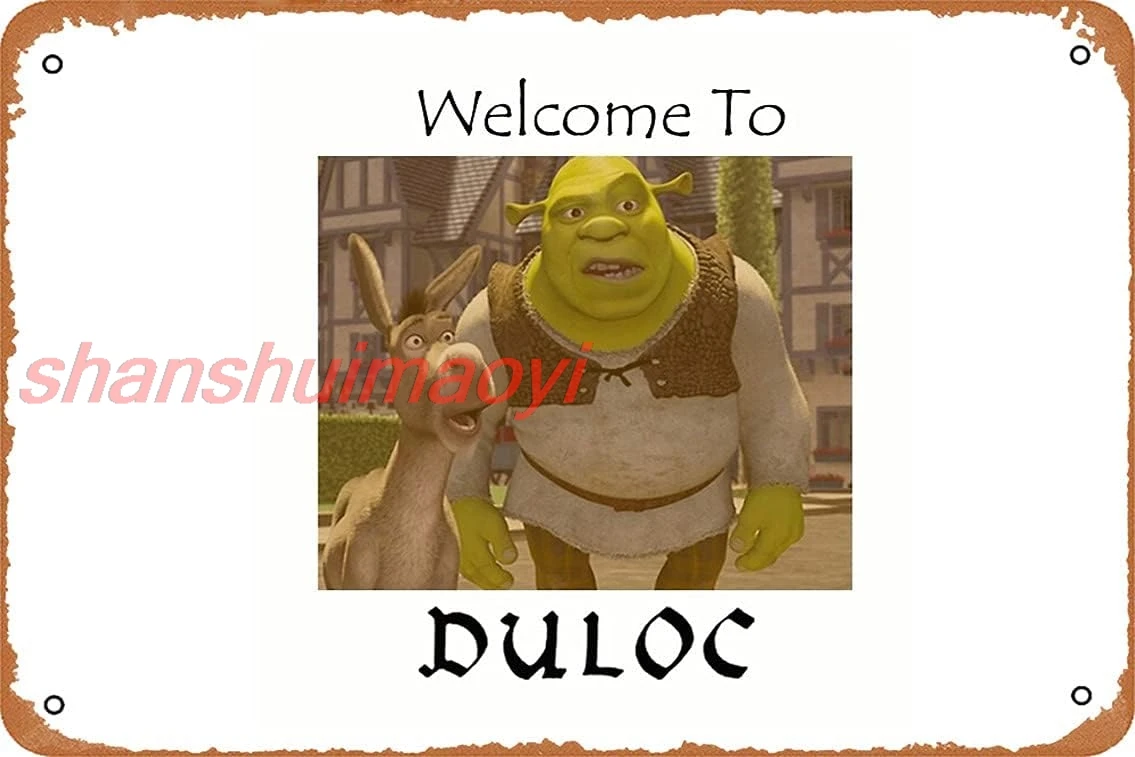 NIUMOWANG Metal Sign - Shrek- Welcome to Duloc Tin Poster 12 X 8 Inches ALIMAO