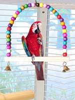1pc/2pcs Bird Parrot Stand Rack Colorful Wooden Beads Bells Decor Small Medium Large Size Pet Bird Play Toy