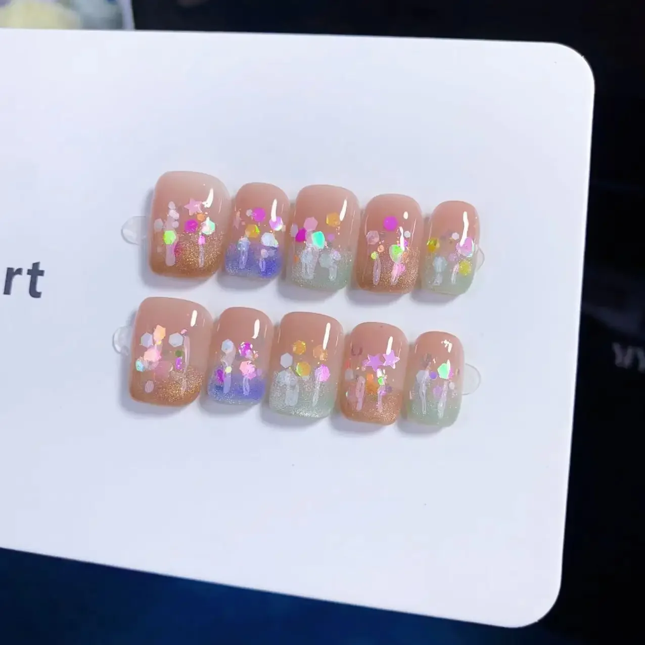 

10PCS/Set 2025 New High-end Minimalist Design Short Square Nail Art High End Handmade Wearing Armor Cat Eye Pink Short Nail Art
