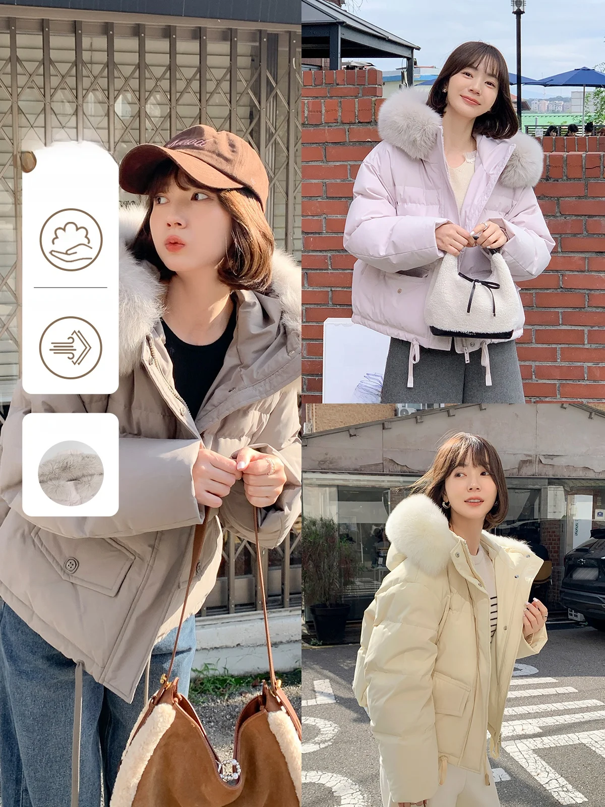 

Утепленная стеганая куртка Cloud Snow с меховым воротником в корейском стиле, осенне-зимняя, кофейного цвета, женское теплое пальто