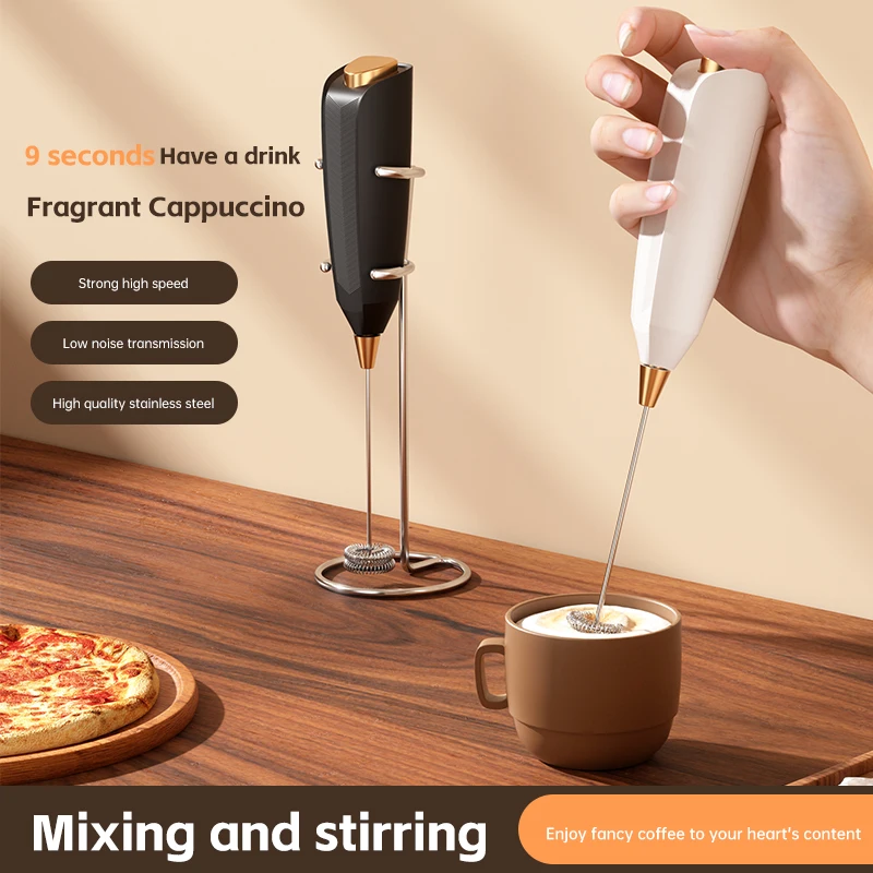 전동 커피 믹서 우유 거품기 핸드 믹서 휴대용 전동 우유 거품기 배터리 작동 홀더 포함