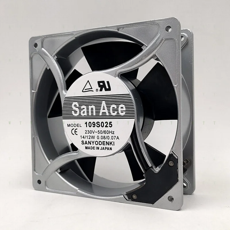 H  1 pcs Sanyo 12cm 12038 109S025 230V 14 12W metal cabinet cooling fan.