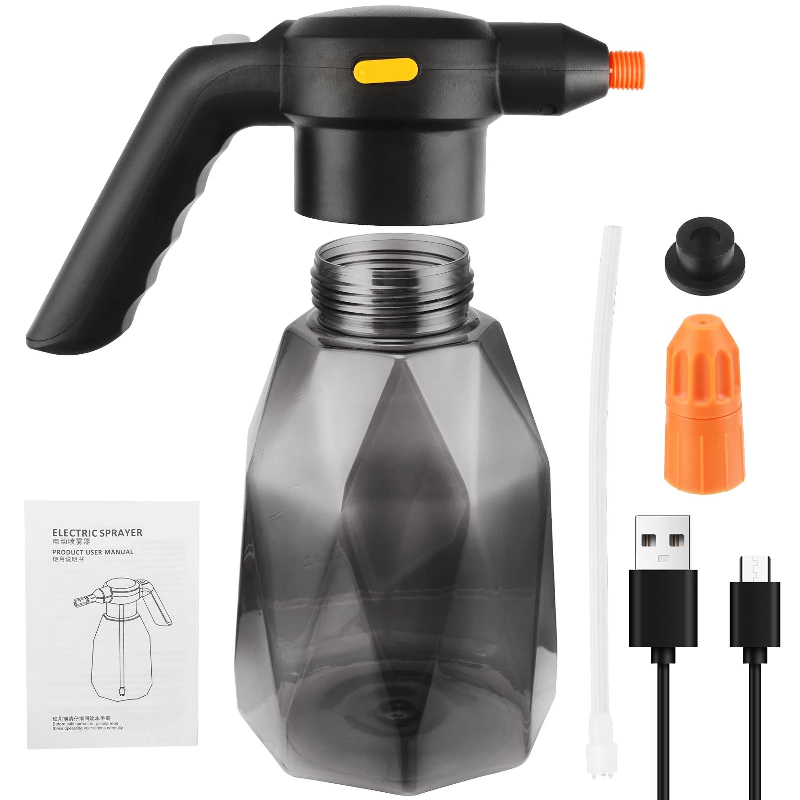 Electric Spray Bottle 2L, Rechargeable Battery Powered Sprayer SprayElectric Handheld Sprinkler Atomizing Watering On a TY0322