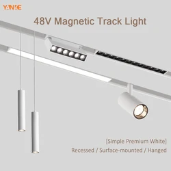 White Magnetic Track Light Ceilling Lighting System Modern Led Rail Lamp Spotlight DC48V Embedded Mounted for Living Room Home
