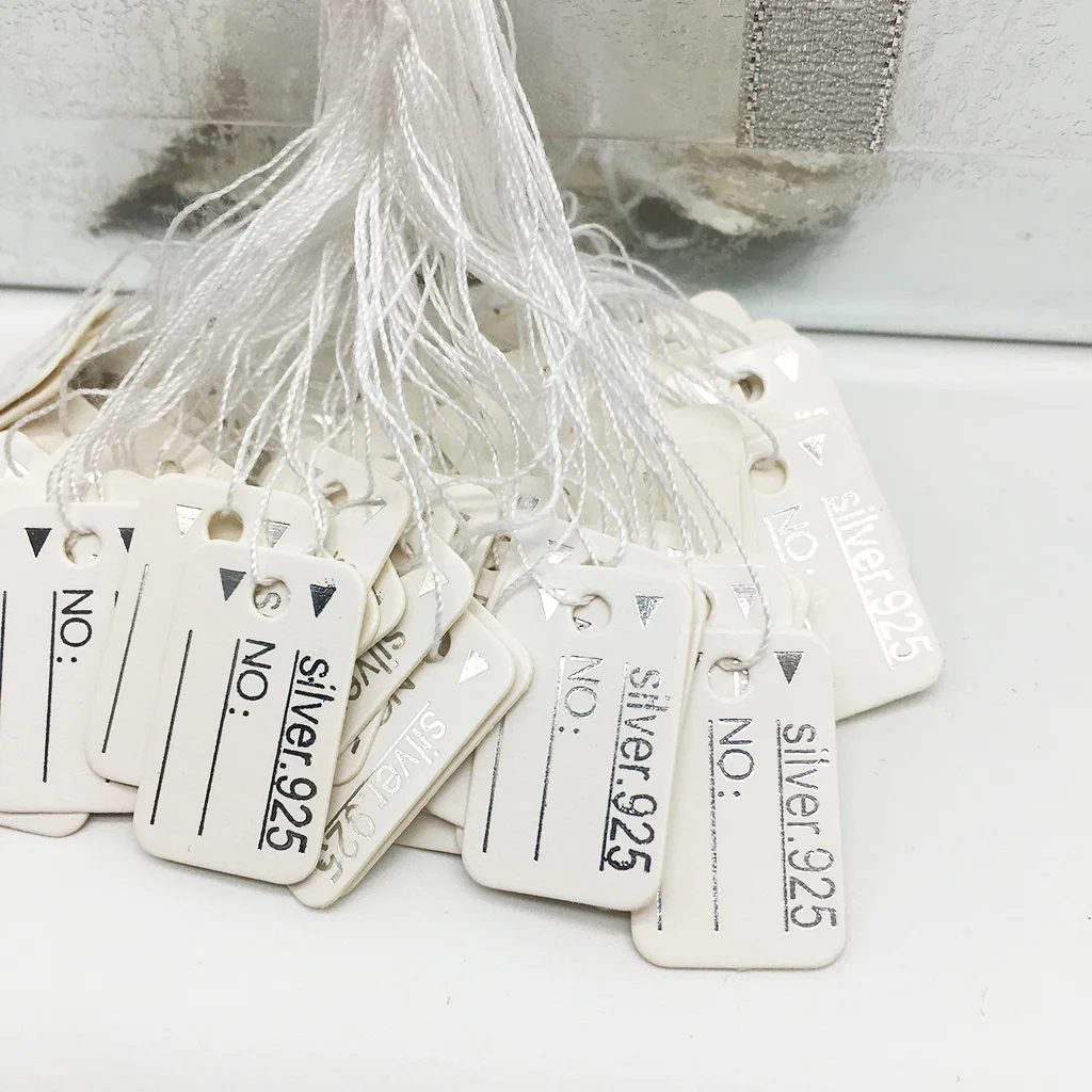 100PCS Custom Display 925 Silver Gold Color Tag Charm Price List Tag Store Jewelry Labels Pentagram Packaging Accessories