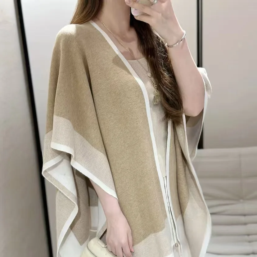 

Лидер продаж сезона, новое кашемировое пальто с запахом в винтажном стиле, вязаный свитер с цветными блоками, шаль на плечо, кардиган, верхняя одежда M19