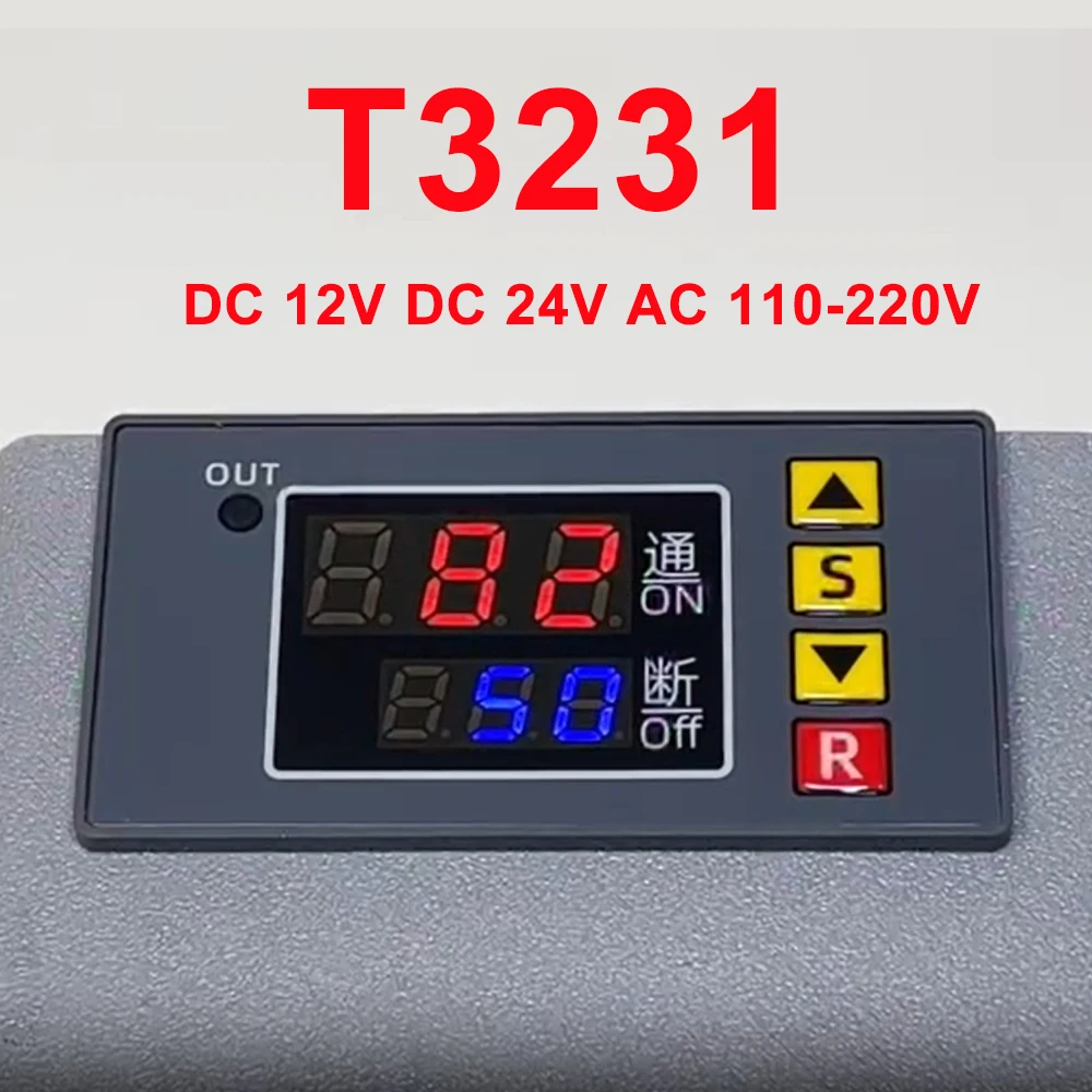 

T3231 Digital Time Delay Relay DC 12V DC 24V AC 110-220V Dual LED Digital Relay Timer Control Switch Time Delay Switch Relay