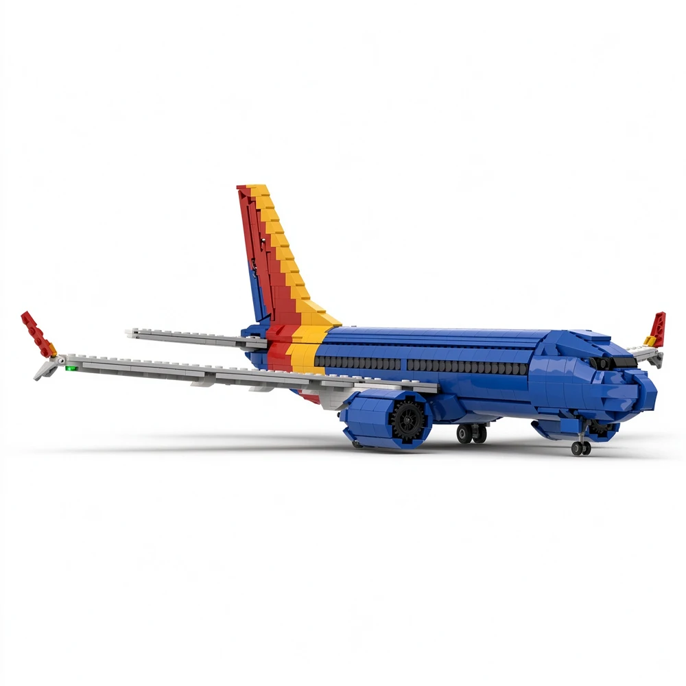 New MOC Aircraft 737 Max 7 Southwest Paint Model Building Blocks DIY Modular Technology Assembly Toy Adult Collectible Gift Set