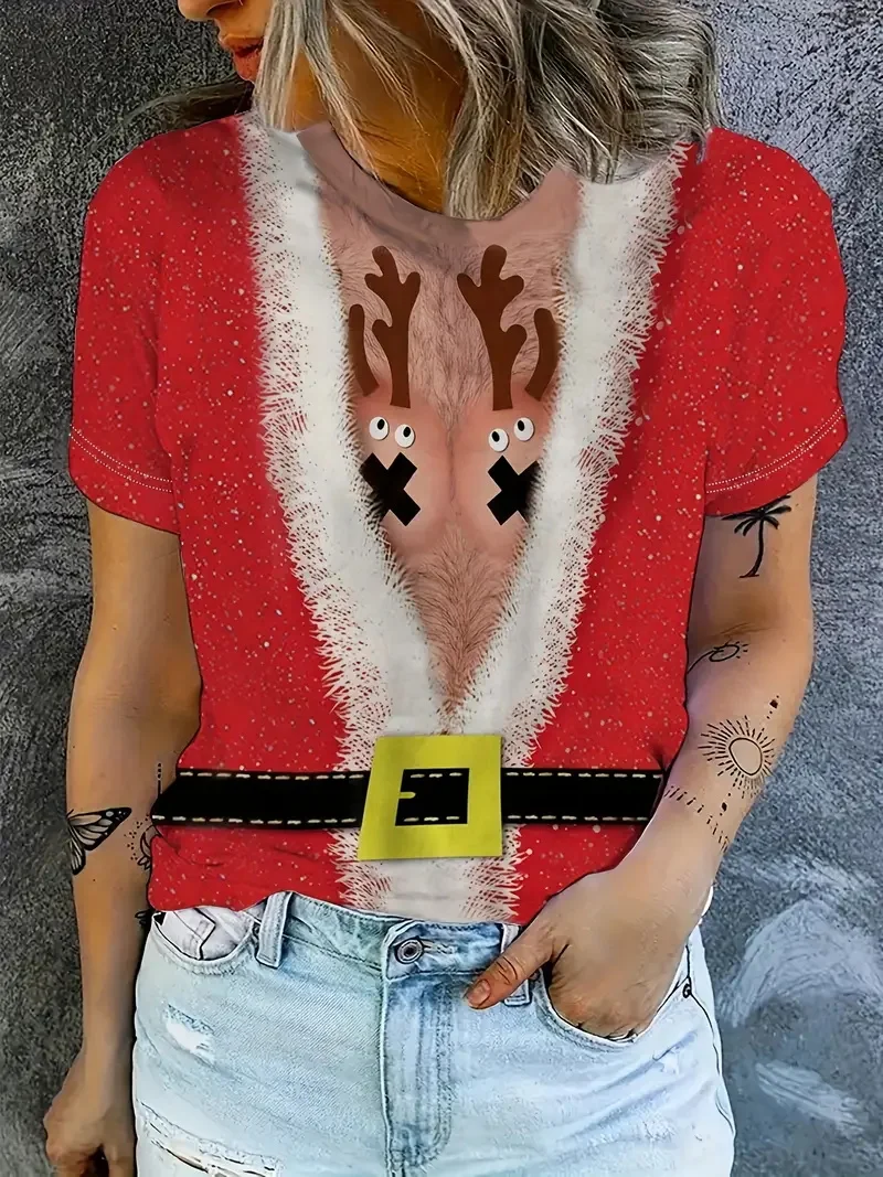 

3D Printed Ugly Muscle Christmas T-shirt For Men Casual Short Sleeve Round Neck Tee Shirt Xmas Party Cosplay T Shirts Top