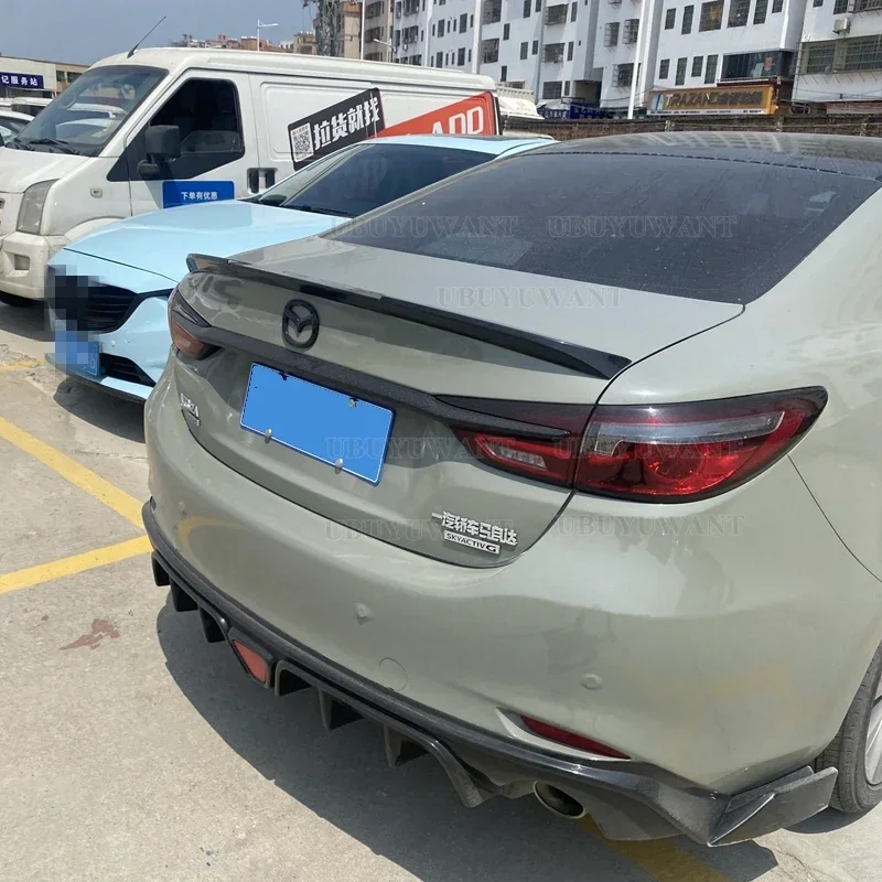 For Mazda 6 Atenza 2014 -2023 ABS Plastic Rear Trunk Lid Wing Spoiler Carbon Fiber Pattern And Bright Black Car Accessories