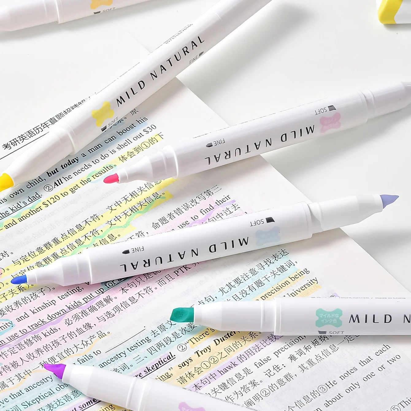 6/12pcs Dual-Tip Highlighters Soft Color Ergonomic Triangular Barrel Smooth Ink Flow for Textbook Highlighting Journaling A3458
