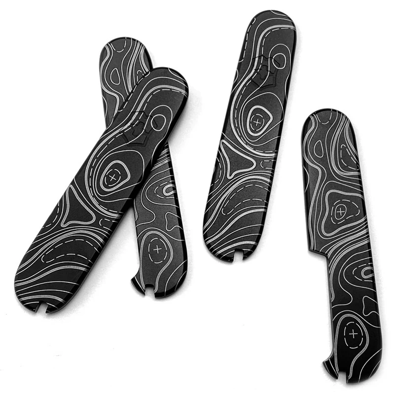 1 paio di modelli di contorno CNC materiale in titanio impugnatura per coltello maniglia toppe bilance per coltelli svizzero Victorinox da 91 mm parti fai da te