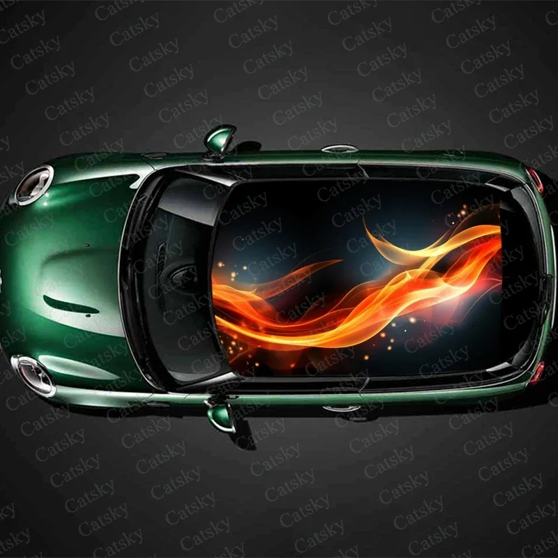 

Wave Flame Car Roof Sticker Wrap Racing SUV Accessories Packaging Painted PVC Custom Car Graphic Decal