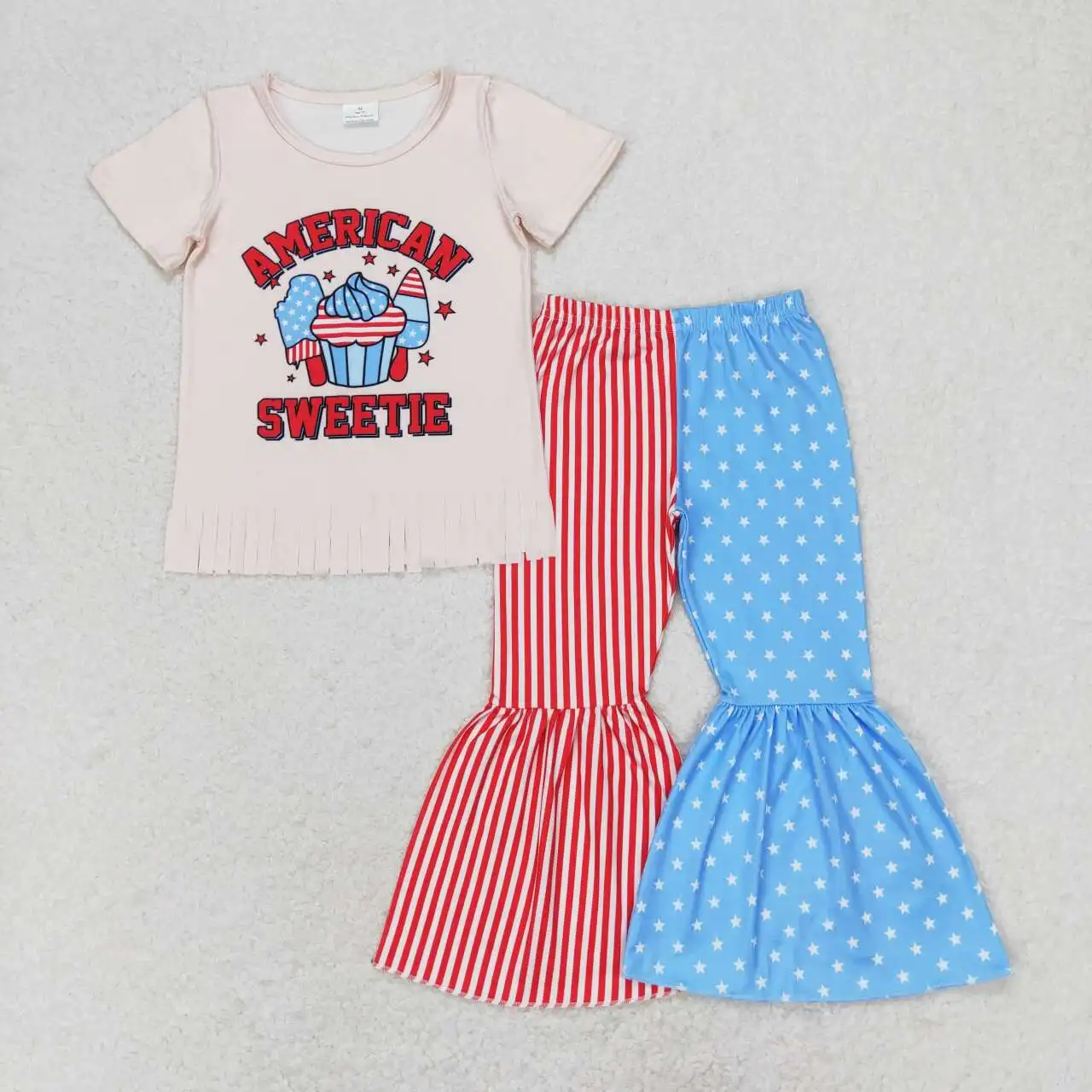 

wholesale RTS children clothing baby girl patriotic outfits american sweetie bells set toddler girl 4th of july boutique clothes