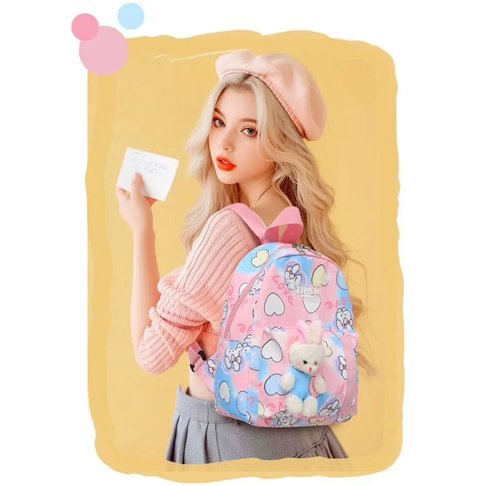 Mochila escolar de nailon para niños, morral escolar de gran capacidad para estudiantes, guardería, conejo, novedad