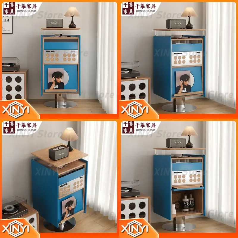for Qianmu Bauhaus full solid wood bucket cabinet for Memphis record storage small apartment sofa side cabinet bedroom locker