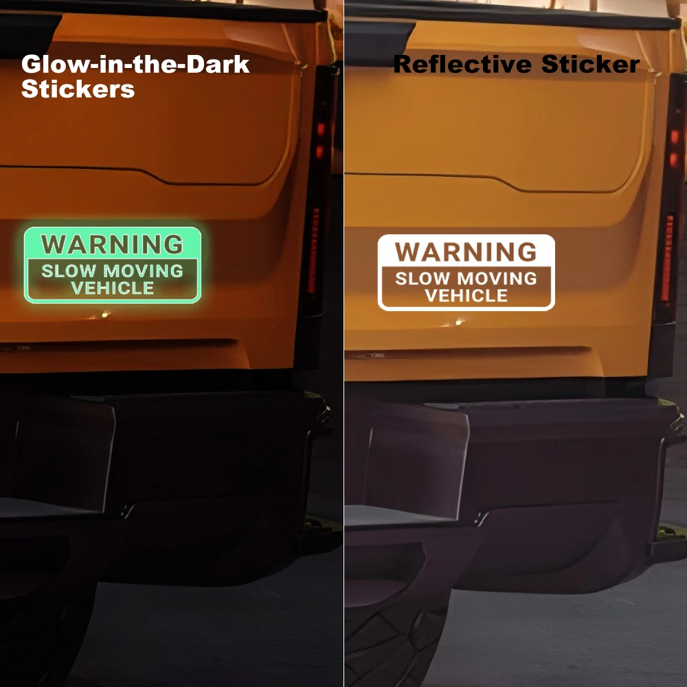 Warning Slow Moving Vehicle Bumper Sticker Safety Vinyl Decals for Cars Trucks Vans Semis High Visibility Auto Decor