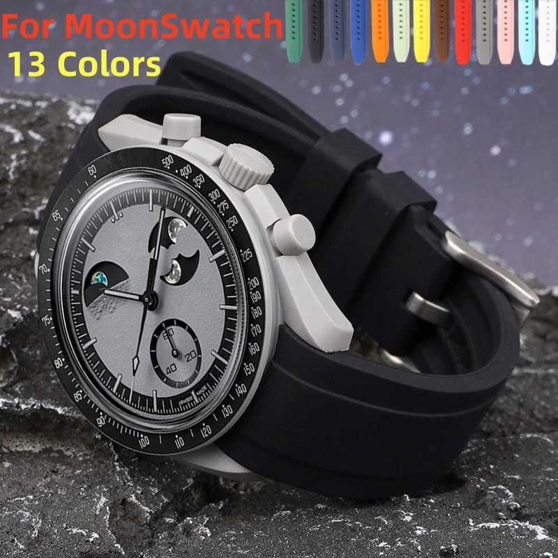 Silicone Special curved interface Watch Band for Swatch x Omega MoonSwatch 20mm Watch Strap Women Men Soft Waterproof Bracelet