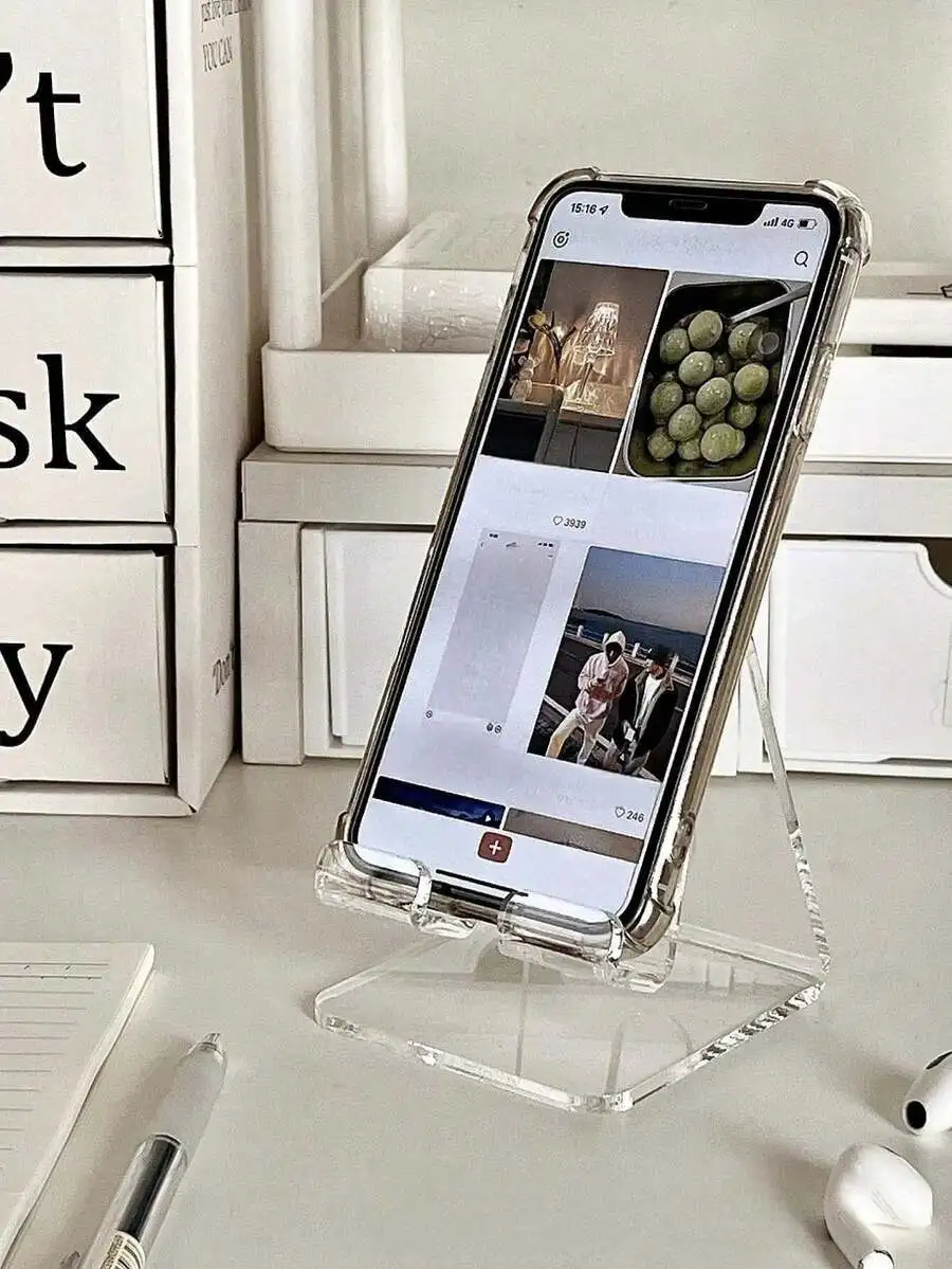 

Clear Desktop Phone Stand For iPhone Android PP Material Non-Slip Strong Load Bearing