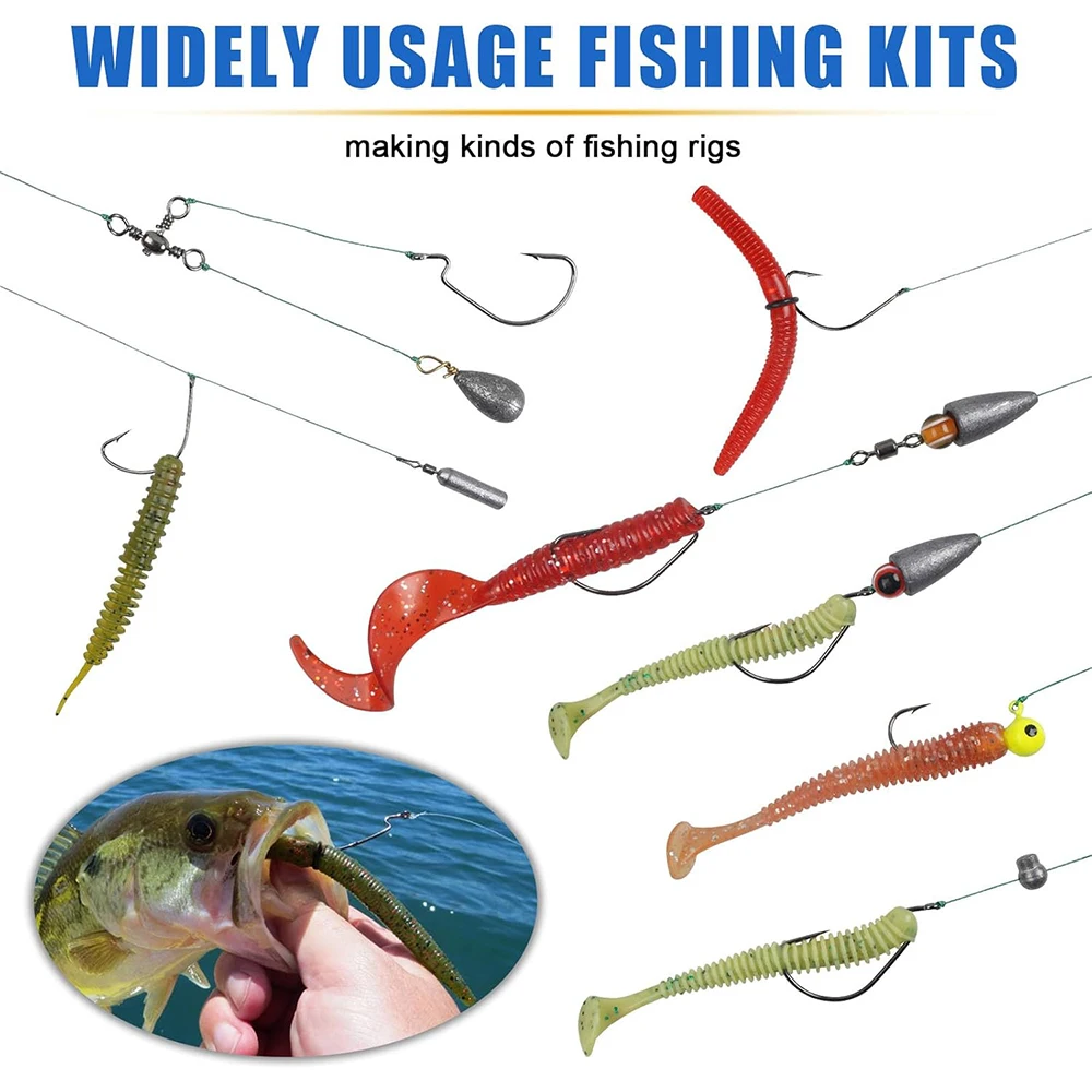 160 Uds accesorios de pesca Kit de aparejos incluidos anzuelos de pesca Bobbers giratorios peso de plomo equipo de pesca para lubina trucha - imagen 5