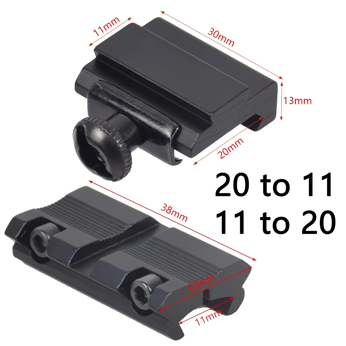 

2Pcs Low Profile Converter Turn 11mm To 20mm Scope Ring Mount Adapter for Dovetail Weaver Picatinny Rail Hunting Accessories