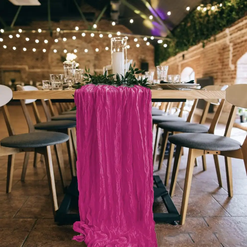 Vintage Cheesecloth Table Runner Boho Gauze Tablecloth Wedding Banquet Party Decor Soft Airy Long Dining Table Runner