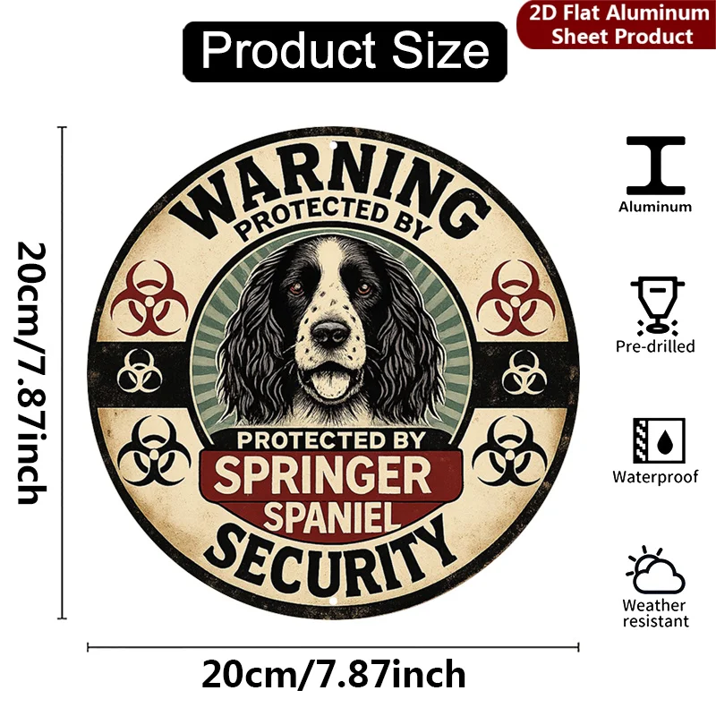 2D Flat, 1pc,Funny Dog Round Sign,Springer Spaniel Vintage Decorative Plaque,Warning Sign Porch Decorations,Wall Decorations,Hom