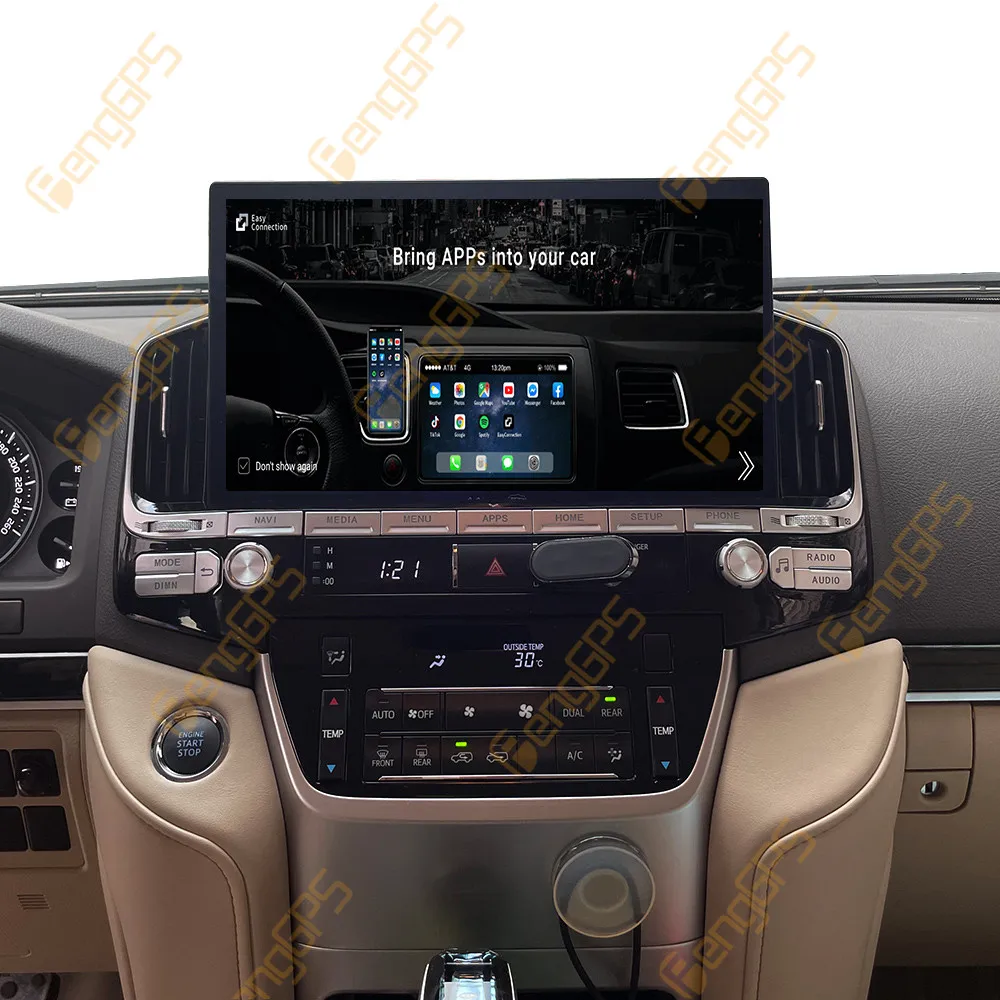 

13,3-дюймовый автомобильный радиоприемник CarPlay Android 13 для Toyota LC200 2016-2021, мультимедийный плеер с сенсорным экраном, GPS-навигация, стерео головное устройство