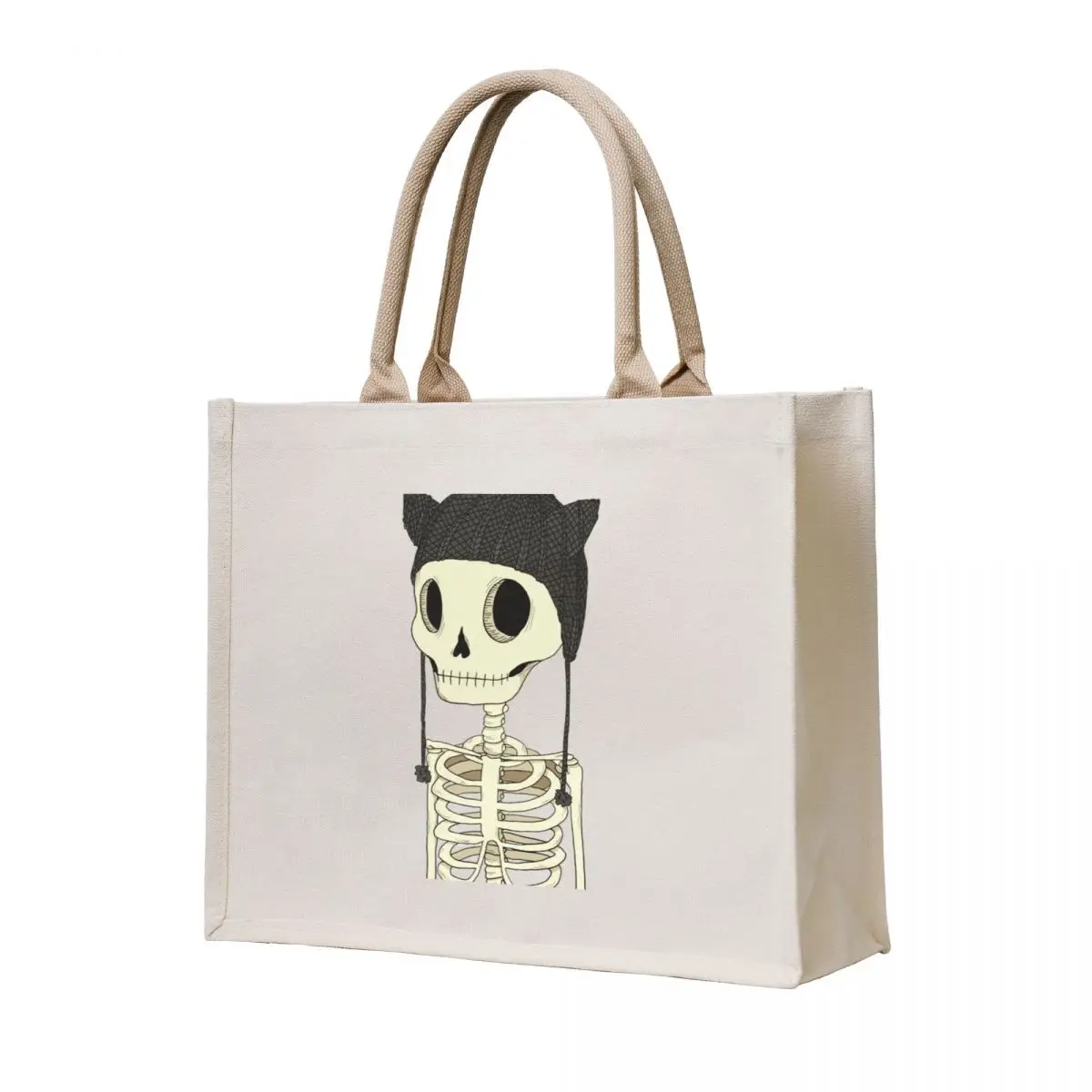 

Skeleton with cat hat Tote Bag tote bag canvas Lady bag canvas bags Women's