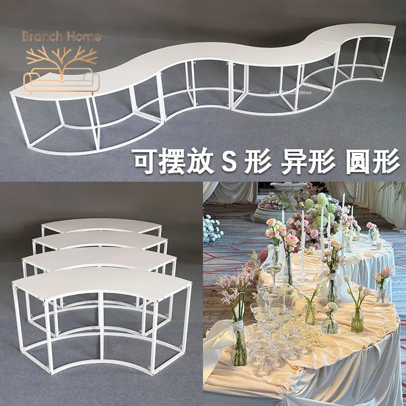 New wedding props S-shaped round wrought iron dessert table lawn wedding scene arrangement round table ornament flower rack