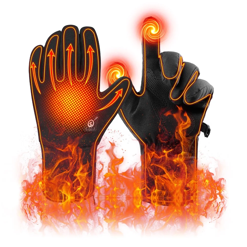 7.4V Heated Glove Liners for Men Women, Rechargeable Electric Touchscreen Winter Thermal Gloves for Skiing Cycling Hiking