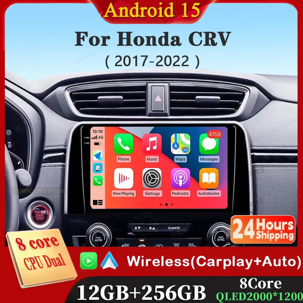 

Android 15 Car Radio For Honda CRV 2017 2018 2019 2020 2021 2022 Multimedia Video Player Navigation GPS Carplay QLED Stereo WIFI