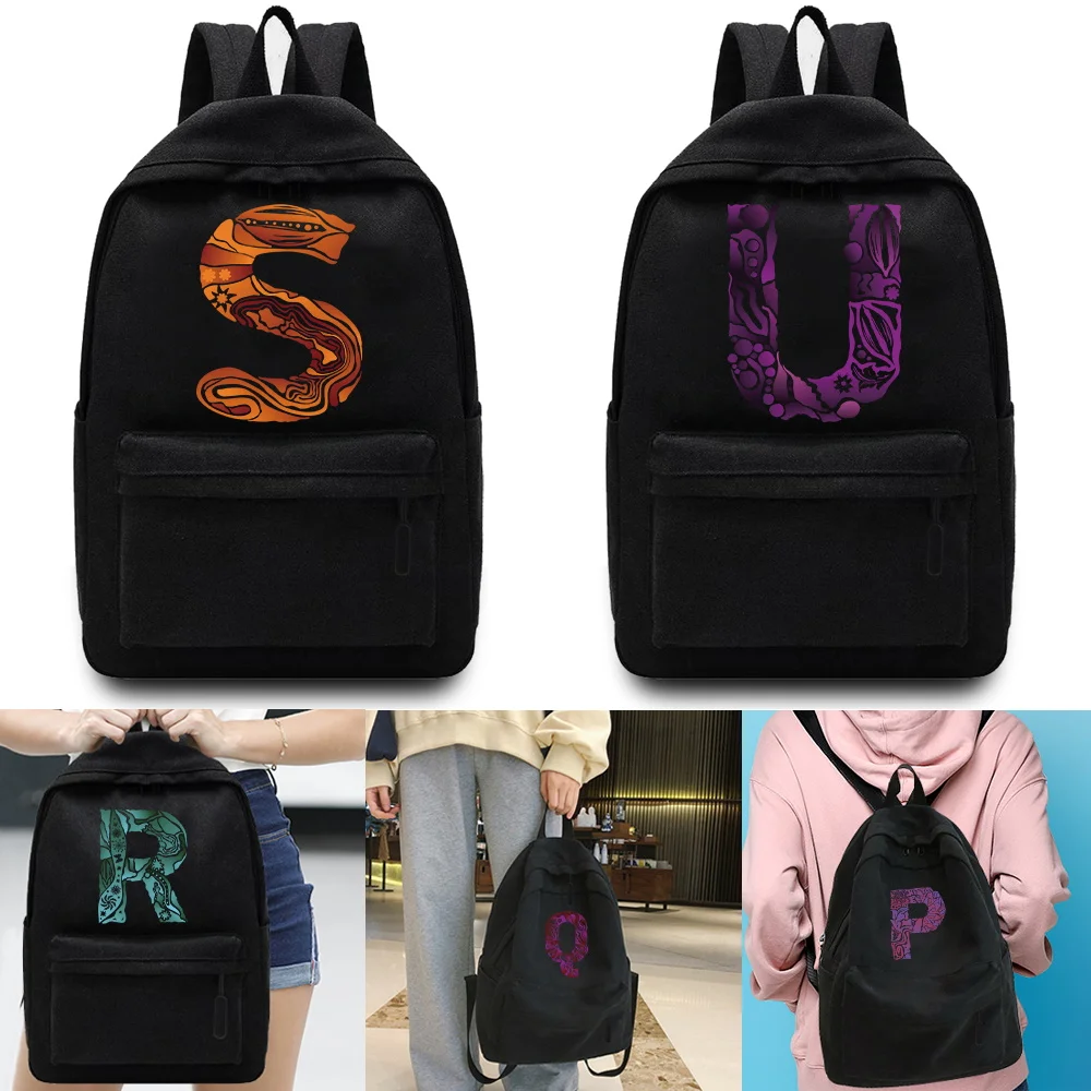 

Engrave Image Letter Name Printed Unisex Backpack Lightweight Back Bag for Men School Bags Travel Stylish Notebook Backpack