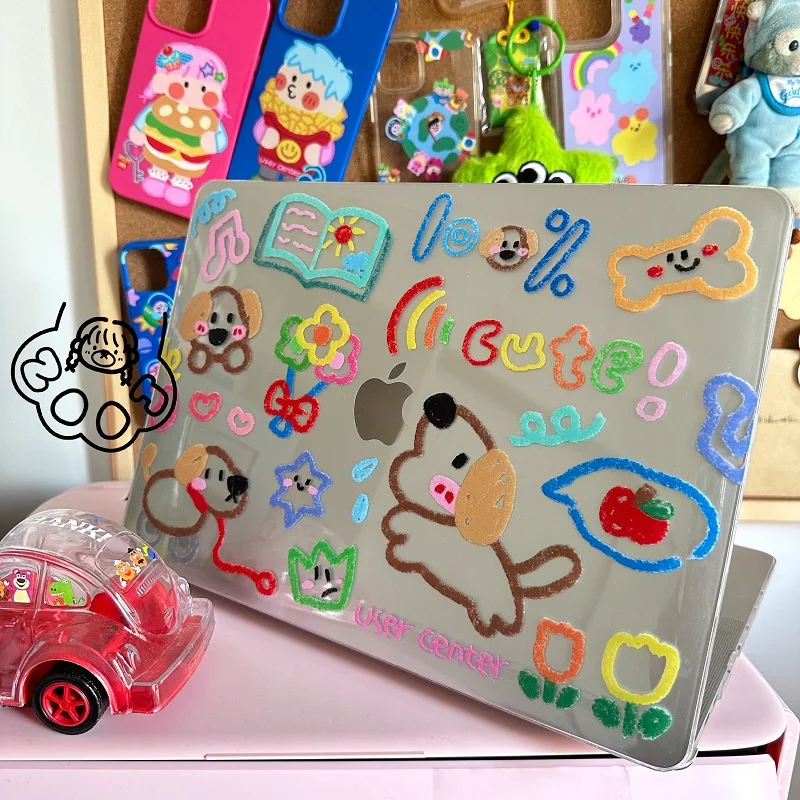 Korean cartoon Laptop Case For Macbook Pro14 A2442 Air13.6 A3113 13.3 A2337 Air15 A3114 16 transparent Hard Shell