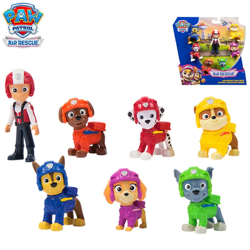 7pcs/set Original Paw Patrol Air Rescue Ryder Chase Marshall Rubble Zuma Skye Rocky