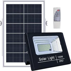 Solar Powered iluminação exterior, luzes de rua LED, impermeável, controle remoto, ângulo ajustável, iluminação do jardim, IP67