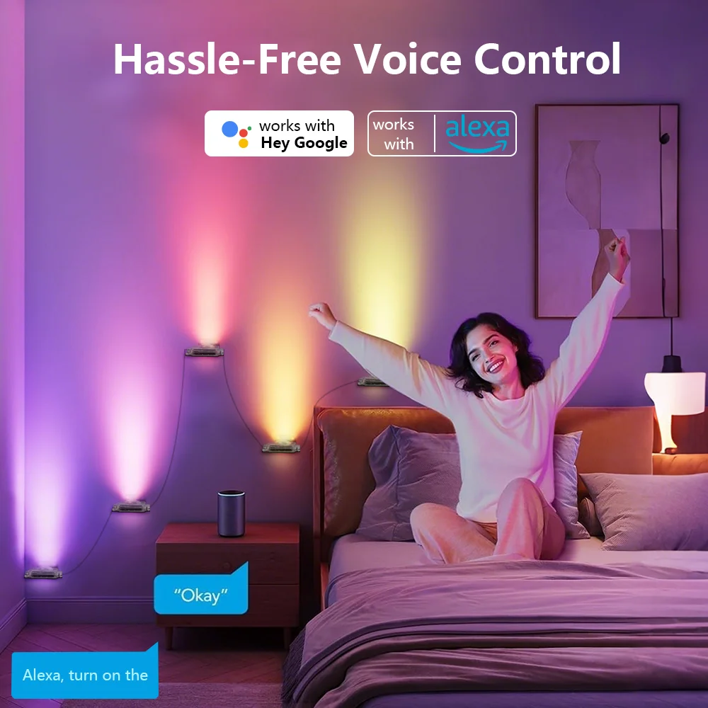 Luci Smart RGBIC LED Eave 100FT Permanenti Esterni Impermeabili Dimmerabili Con Alexa Google per Luci Decorazioni per la Casa per Feste