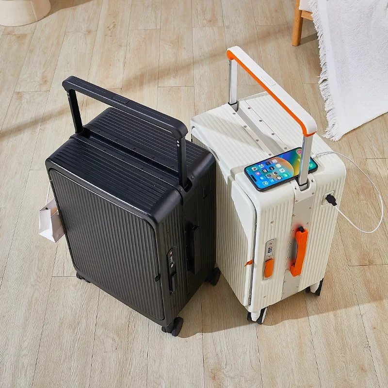 Wide Pull Rod Rolling Luggage Travel Suitcase Multifunctional Trolley Case 20 Boarding Box Universal Wheel with Cup Holder Trunk