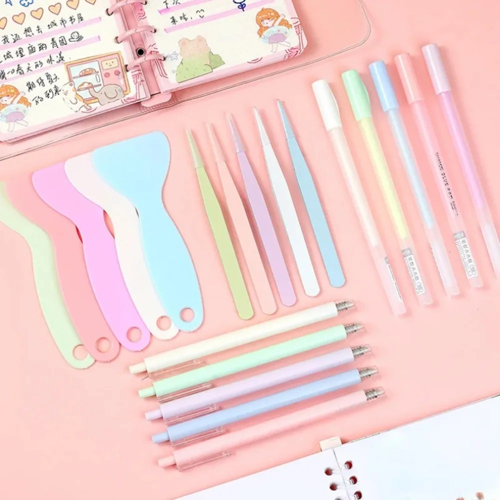 2025 bonito conjunto de papelaria mão contabilidade ponto cola caneta escultura faca pá pinças diy crianças ferramenta artesanal material escolar