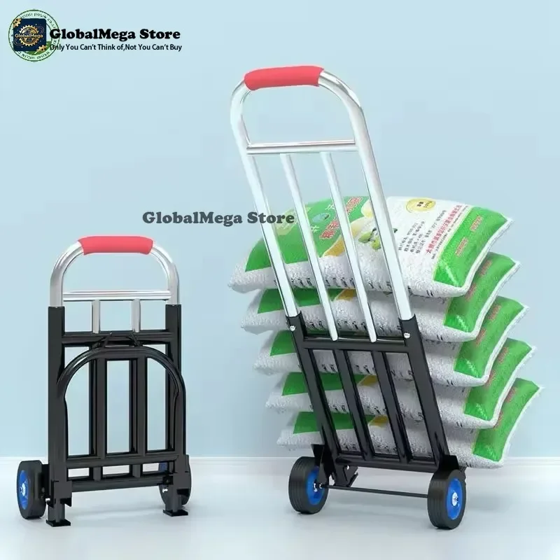2026 Latest Heavy Aluminum Foldable Hand Truck Small Portable Folding Trolley Cart for Shopping Tools Luggage Moving