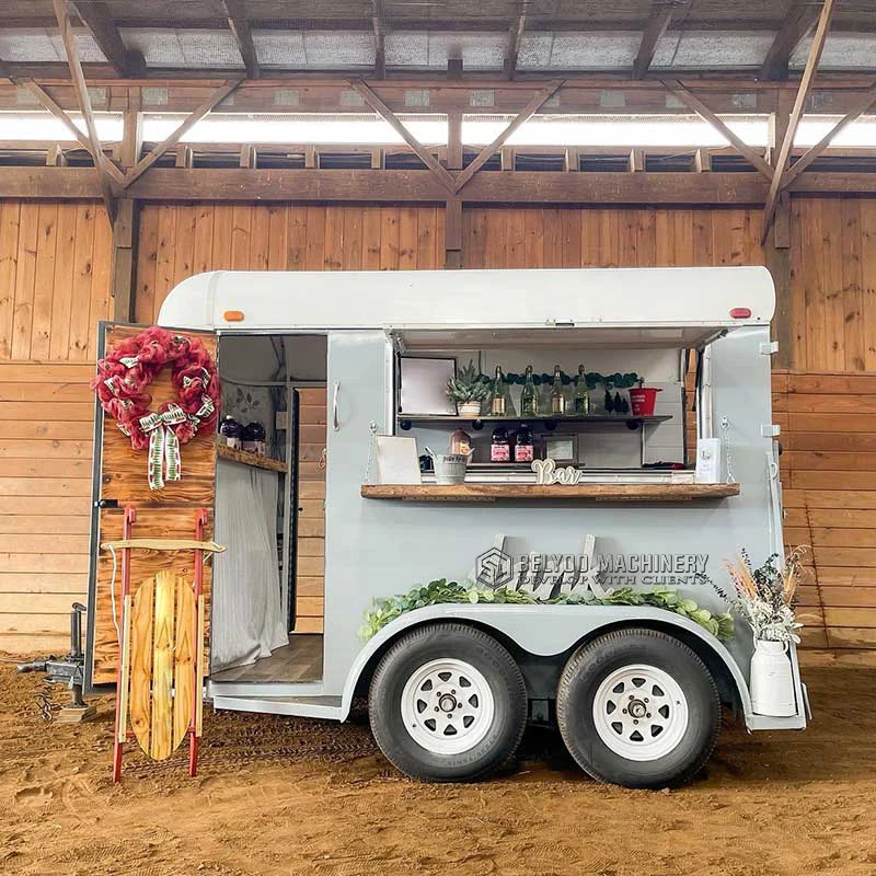 Belyoo New Design Food Trailer Mobile Bar Cart Street Food Truck Horse Box Trailer Ice Cream Cart Coffee Carts - view 3