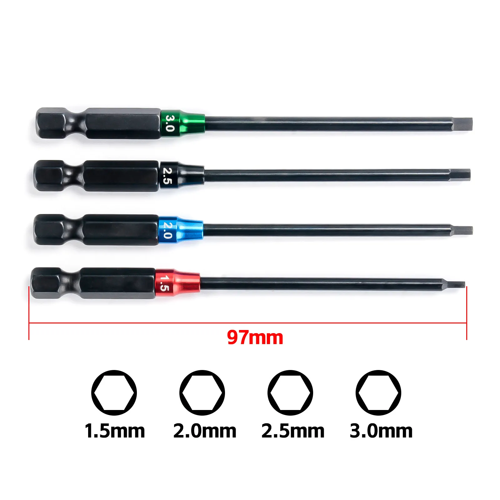 

PYFORE Metric Hexagonal Wrench RC Model Tool Hex Head 1.5/2.0/2.5/3.0 Screwdriver Bit