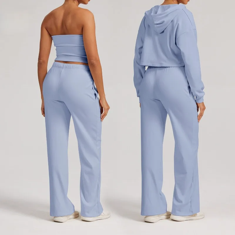 

Женский комплект для йоги, термоспортивный комплект, повседневная свободная универсальная толстовка с капюшоном и длинными рукавами, спортивная одежда для бега на открытом воздухе